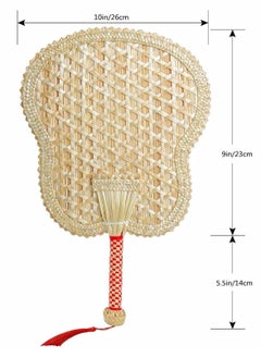 Y&D Hand Woven Fan, 1Pcs 7.7" Natural Wheat Straw Handheld Fans with Knotted Handle, Summer Cooling Supplies, for Farmhouse Wall Decor Wedding Beach Party  - Image 2