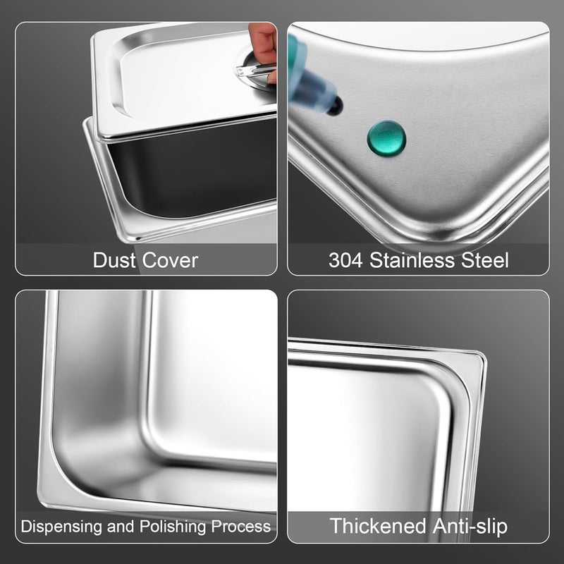 tchrules 2 Pack Hotel Pan With Lids, Steam Table Pans 1/3 Size x 6 Inch Deep, Commercial Stainless Steel Pan, Restaurant Steam Table Pans - Image 4