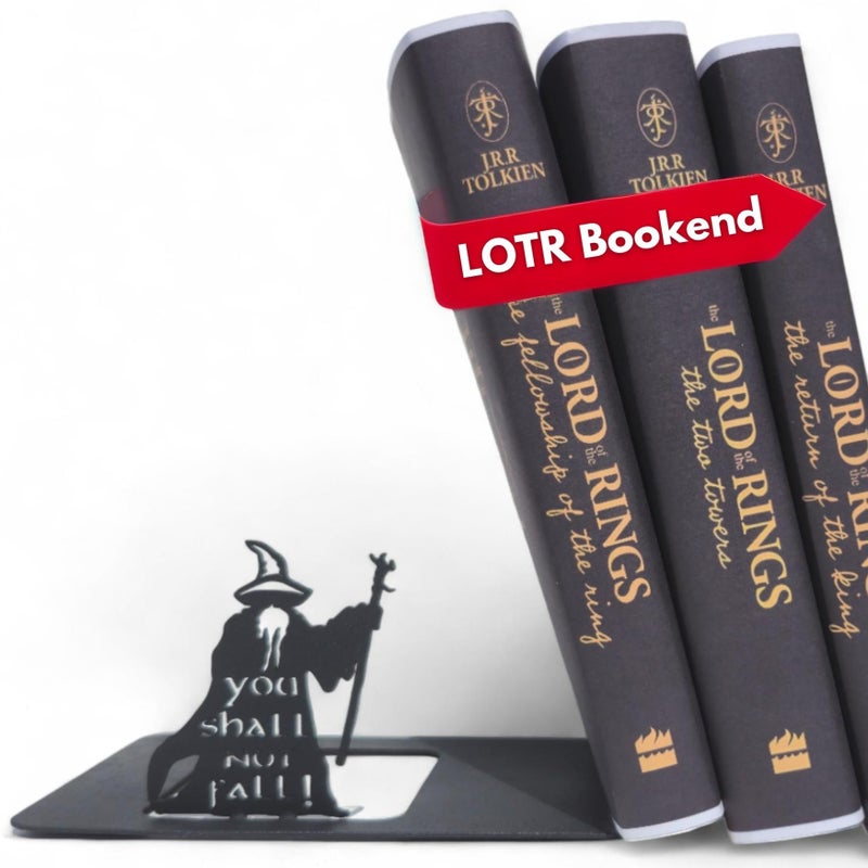 Renovatio Black Metal Bookend â€“ Sturdy, Non-Slip Minimalist Bookends with Non-Skid Base for Shelves â€“ Unique Geeky Decor for Home, Office & Kids Room â€“ LOTR - Image 1