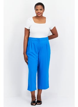 Bar III Women Plus Size Textured Straight Leg Pants, Aqua Blue  - Image 3
