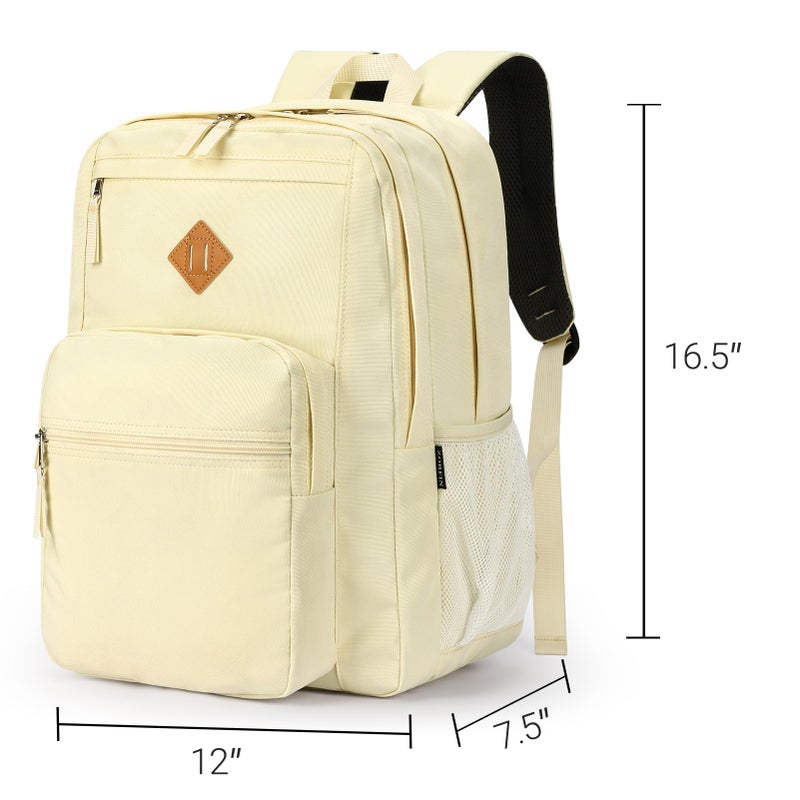 ZORFIN 26L Backpack for College, and Travel: Water Resistant Bookbag - Beige - Image 3