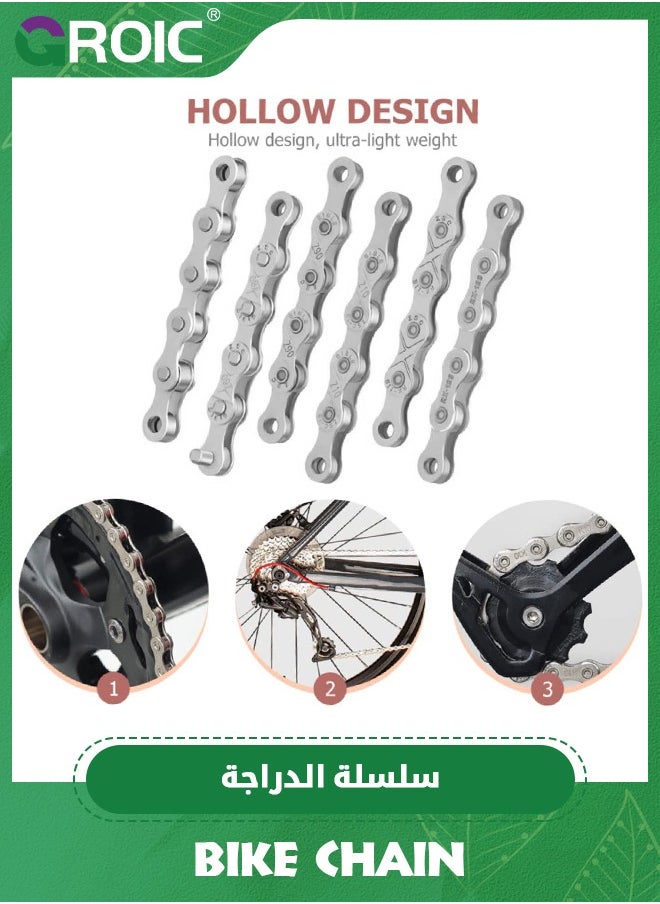 GROIC Bike Chain 10 Speed 116 Links Half Hollow Lightweight Sports Bicycle Chains 116 Links with Reserve Missing Link for Road Bike/MTB/BMX Chain  - Image 4