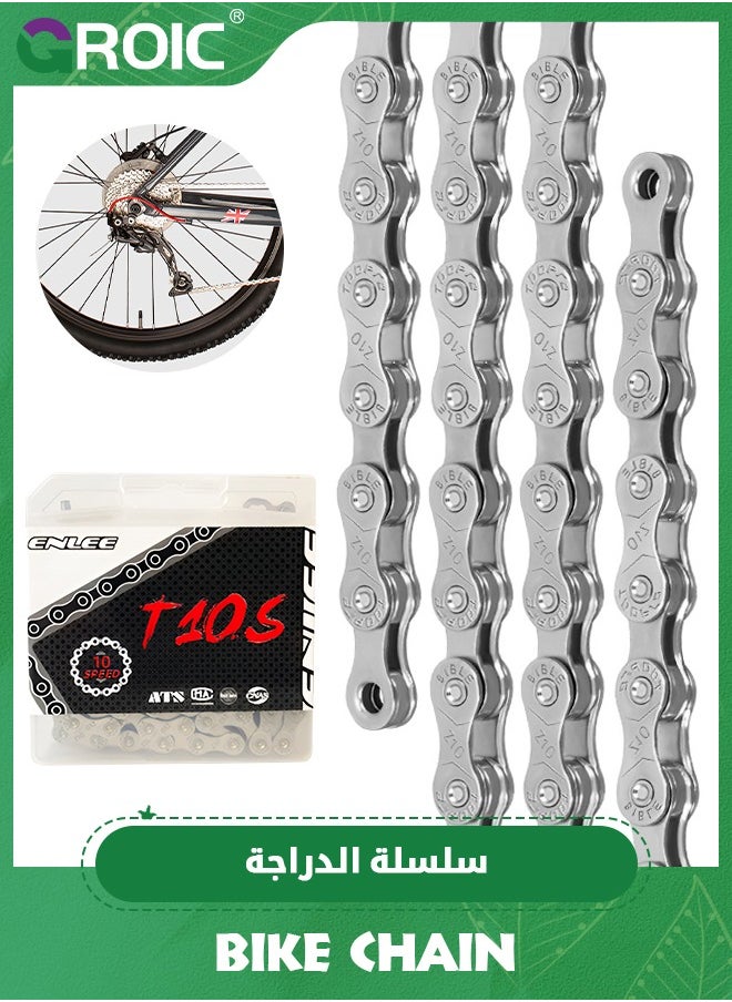 GROIC Bike Chain 10 Speed 116 Links Half Hollow Lightweight Sports Bicycle Chains 116 Links with Reserve Missing Link for Road Bike/MTB/BMX Chain  - Image 1