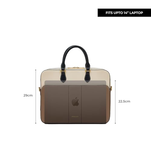 Miraggio Unisex Parker Laptop Bag | With Adjustable & Detachable Strap | Fits Up to 14 Inches Laptop, Ivory - Image 3