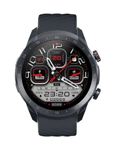 A2 Sporty Bluetooth Calling Smart Watch 1.39 Inch HD Screen Round Dual Straps Optical Heart Rate Sensor SpO2 Sensor Accelerometer Bluetooth Connectivity 2 ATM Waterproof Smartwatch Black