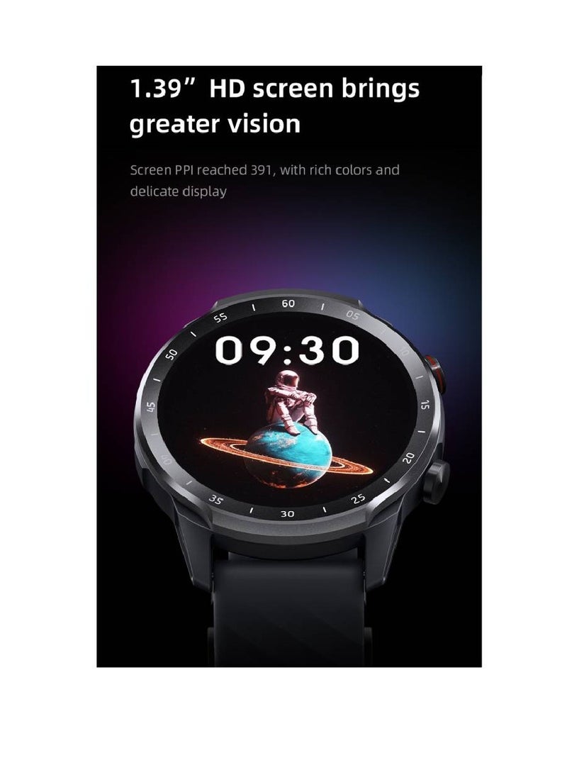 Mibro - A2 Sporty Bluetooth Calling Smart Watch 1.39 Inch HD Screen Round Dual Straps Optical Heart Rate Sensor SpO2 Sensor Accelerometer Bluetooth Connectivity 2 ATM Waterproof Smartwatch Black - Image 1