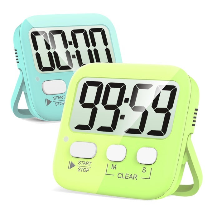 2 PACK DIGITAL TIMER FOR KIDS MAGNETIC COUNTDOWN KITCHEN TIMERS FOR COOKING EGG CLASSROOM TEACHER EXERCISE STUDY OVEN BATTERY INCLUDED