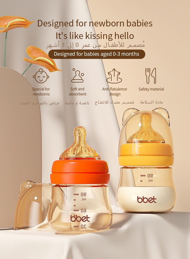bbet Feeding Bottle ,90 ML Feeder Bottle for  0-3 Months Baby ，Baby Milk Bottle for Newborn Baby,  Milk Feeding Bottle with Wide Mouth Baby PPSU  Feeding Bottle Resistant to Falling and Anti Flatulence - Image 4