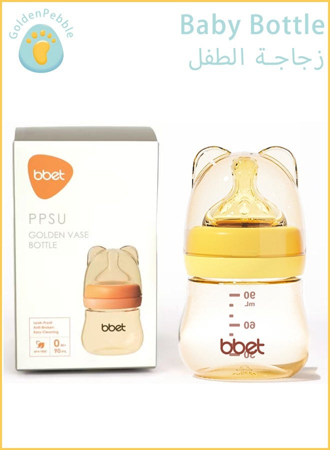 bbet Feeding Bottle ,90 ML Feeder Bottle for  0-3 Months Baby ，Baby Milk Bottle for Newborn Baby,  Milk Feeding Bottle with Wide Mouth Baby PPSU  Feeding Bottle Resistant to Falling and Anti Flatulence - Image 1