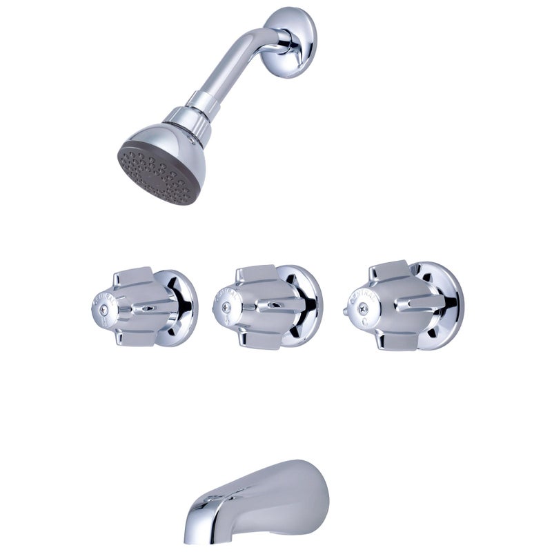Central Brass 0971Z Three Handle Tub Shower Set in Chrome