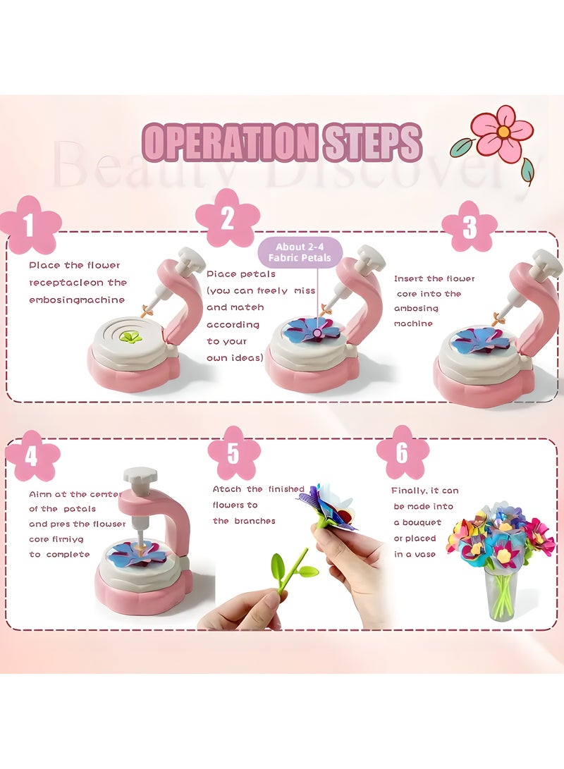 ليكسادا لعبة باقة زهور قماشية منقوشة للأطفال، مجموعة أدوات حرفية للأطفال - ألعاب زهور، اصنع باقة الزهور الخاصة بك، هدية نشاط فني وحرفي مناسبة للأعمار من 3 سنوات فأكثر، هدية عيد ميلاد تعليمية - Image 4
