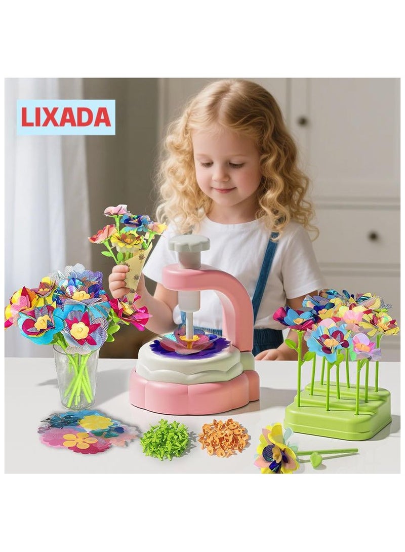 ليكسادا لعبة باقة زهور قماشية منقوشة للأطفال، مجموعة أدوات حرفية للأطفال - ألعاب زهور، اصنع باقة الزهور الخاصة بك، هدية نشاط فني وحرفي مناسبة للأعمار من 3 سنوات فأكثر، هدية عيد ميلاد تعليمية - Image 1