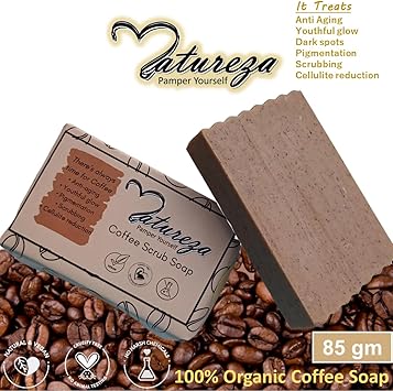 Natureza Organic Coffee scrub soap for deep cleansing anti ageing smooth spotless skin - Image 2