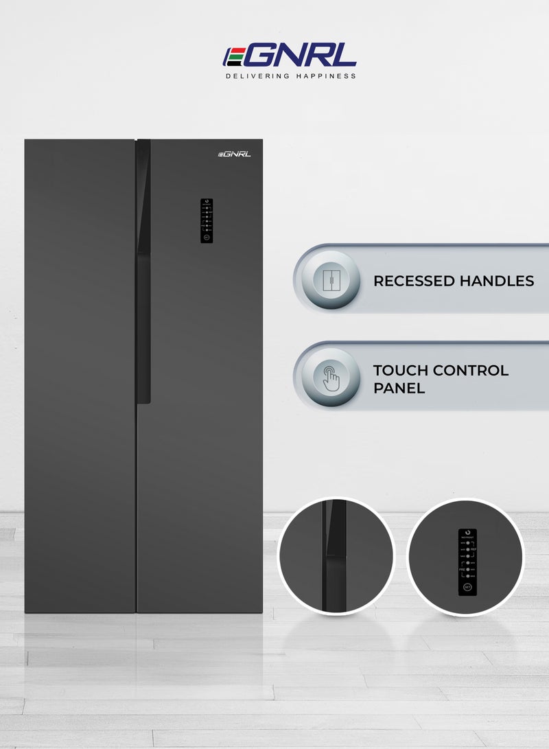 EGNRL 650L Capacity Side By Side Inverter Based Refrigerator-Freezer ‎With Digital Control And Temperature Display, No-Frost, LED-light EGR820S Dark Silver, One Year Warranty 650 L 185 W EGR820S Dark Silver Finish - Image 1