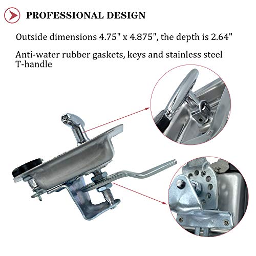 SKARUMMER L8815 Tool Box Latch T Handle Latches with Lock Highly Polished Stainless Steel Tool Box Locks for Trailer Door RV Camper Truck Bed Toolboxes - Folding T-Handle Latch with Gasket - Image 5