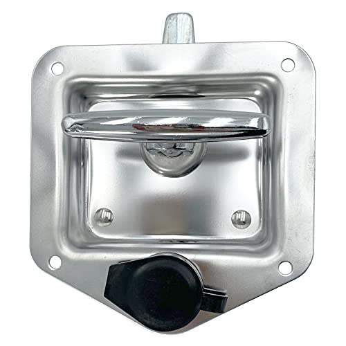 SKARUMMER L8815 Tool Box Latch T Handle Latches with Lock Highly Polished Stainless Steel Tool Box Locks for Trailer Door RV Camper Truck Bed Toolboxes - Folding T-Handle Latch with Gasket - Image 1