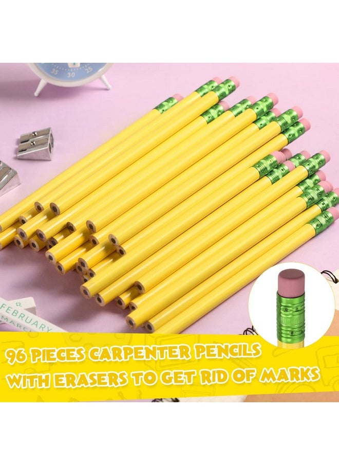 Fainne - 102 Pcs Bulk Jumbo Pencils And Sharpeners Set, Large Fat Pencils Thick Giant Big Pencils With Erasers For Kids Beginners Preschoolers Kindergarten School Office(Yellow, Round) - Image 1