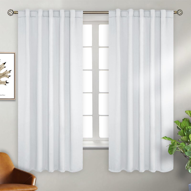 BGment بجلات خلفية بيضاء الستائر لغرفة النوم - 42 × 63 بوصة قضيب الجيب معزول الحراري الغامق الستائر لستائر لغرفة المعيشة 2 لوحات رمادية بيضاء - Image 1