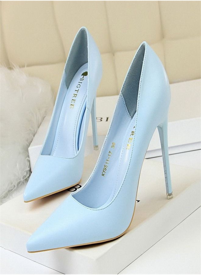 BIGTREE Fashion Simple High Heels 10.5CM Blue 