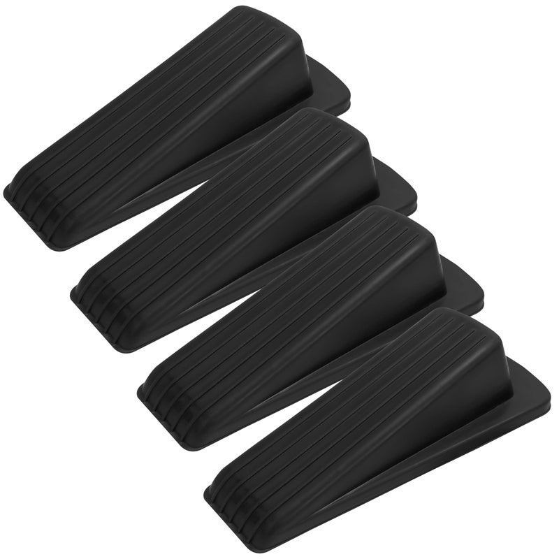 S&T INC. ST INC Heavy Duty Rubber Door Stopper for Residential and Commercial Use Black 48 in x 22 in x 13 in 4 Pack 