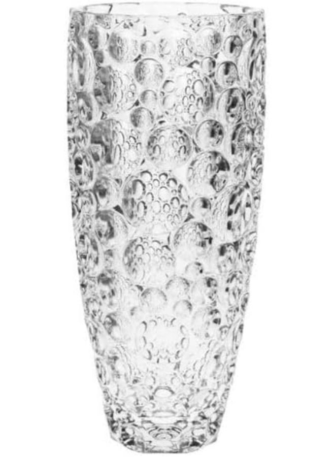 Glassware Clear Glass Vase with Raised Bubble Design, Elegant Cylinder Shape, Home Decoration and Flower Arrangement - Image 2