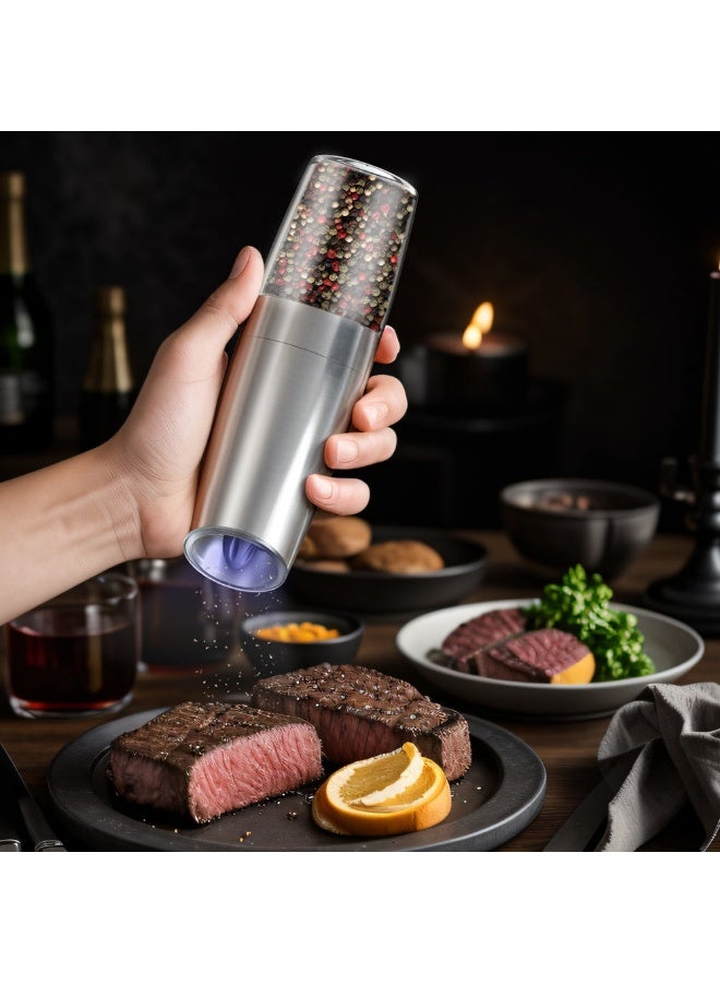 بروماس مطحنة ملح وفلفل كهربائية - مطحنة توابل أوتوماتيكية تعمل بالبطارية مع إمكانية تعديل درجة الخشونة وإضاءة LED - Image 2