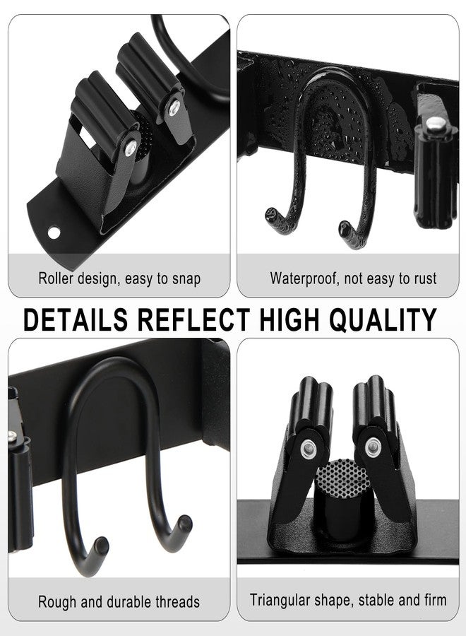 GUUKAR Mop Broom Holder Wall Mount, Black Stainless Steel Tool Storage Organizer for Kitchen Garden Garage Laundry Room Bathroom and RV with 4 Slots 6 Hooks - Image 5