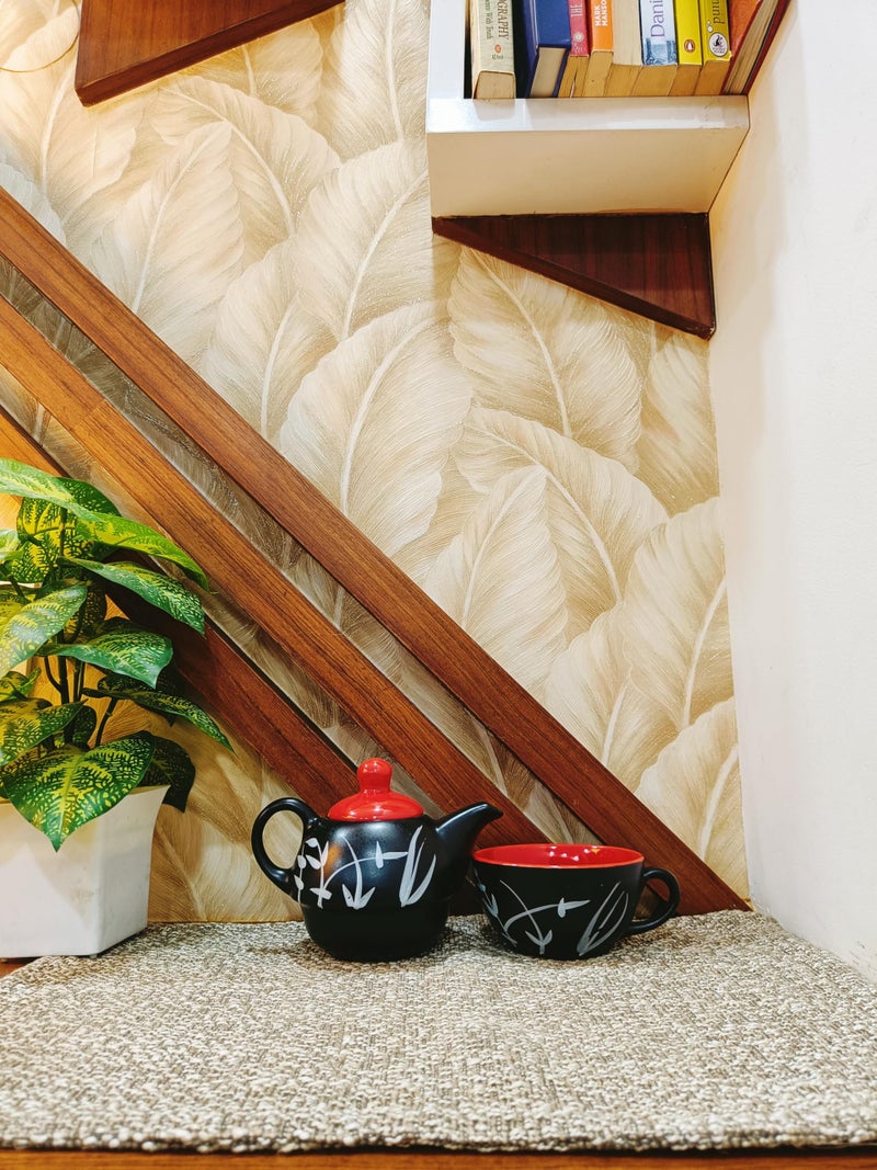 Caffeine Ceramic Handmade Black Bamboo 2 in 1 Tea Pot (Set of 1) - Image 2