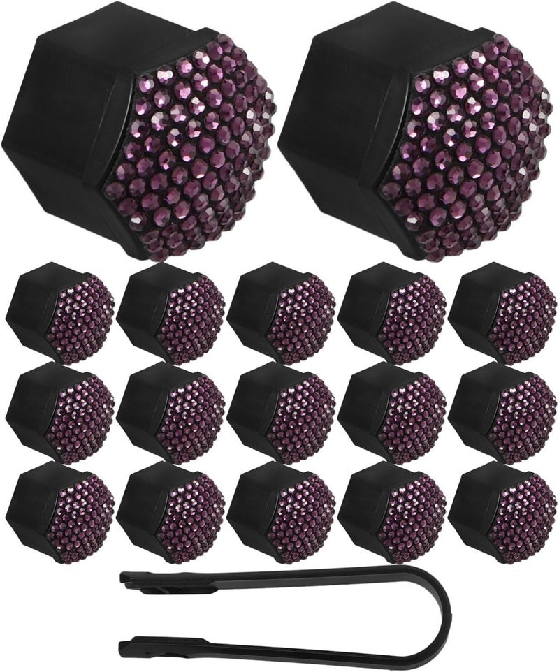 Purple Rhinestone Wheel Lug Nut Covers 20pcs Easy Install Lightweight Tire Accessories - Image 1