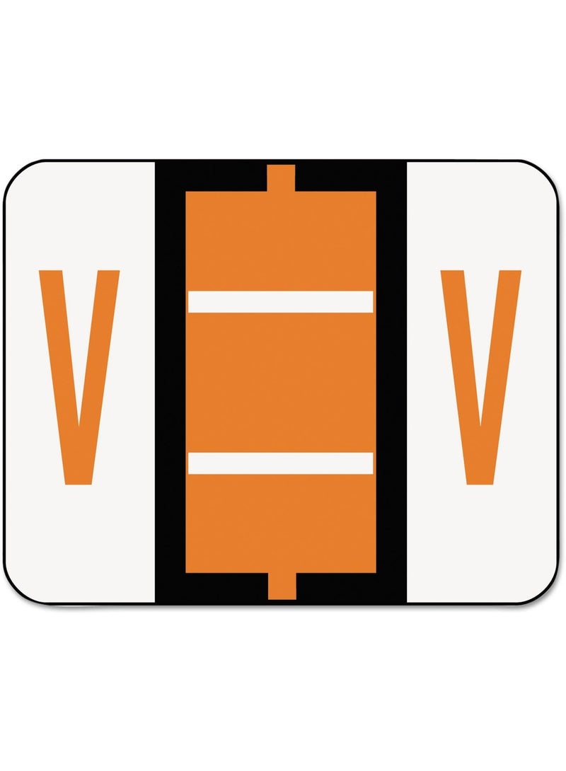 Smead Smead BCCR Bar-Style Color-Coded Alphabetic Label, V, Label Roll, Dark Orange, 500 Labels per Roll, (67092) 
