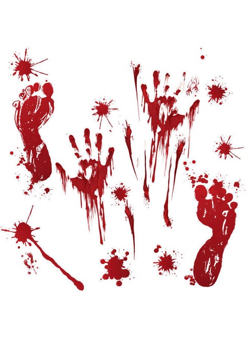 2-Piece Scary Blood Hand And Foot Print Window Sticker Decoration Red