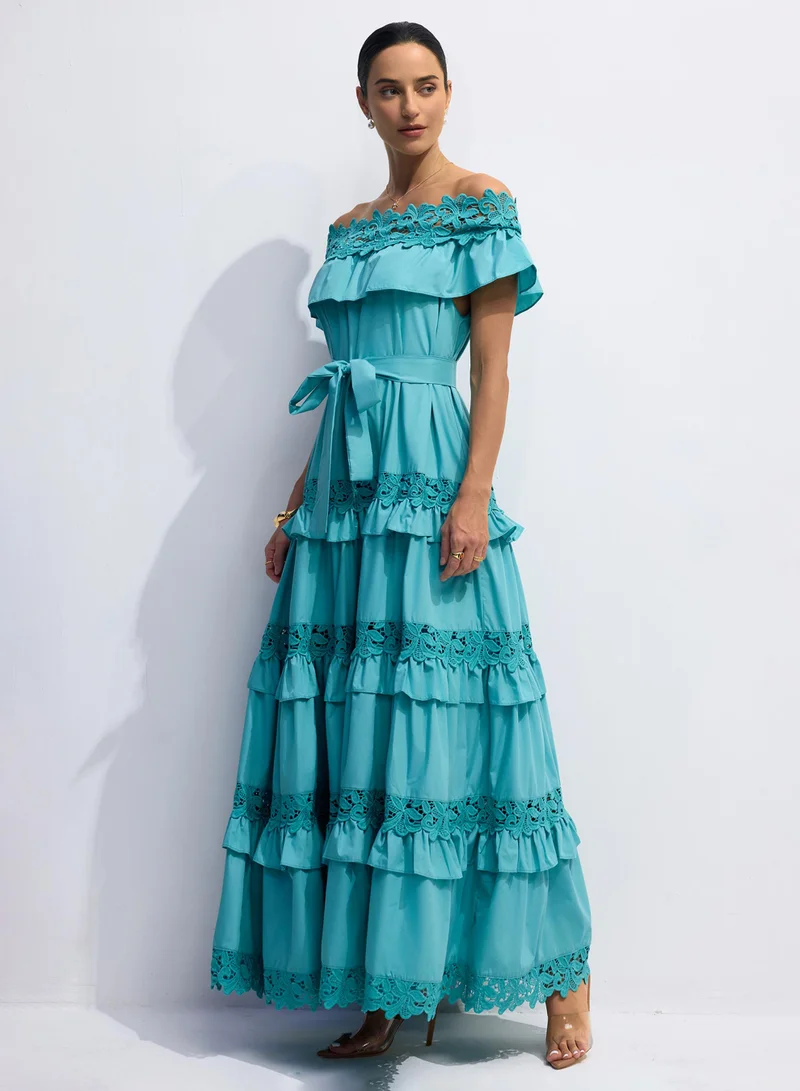 سنفير Beth Off Shoulder Tiered Maxi Dress
