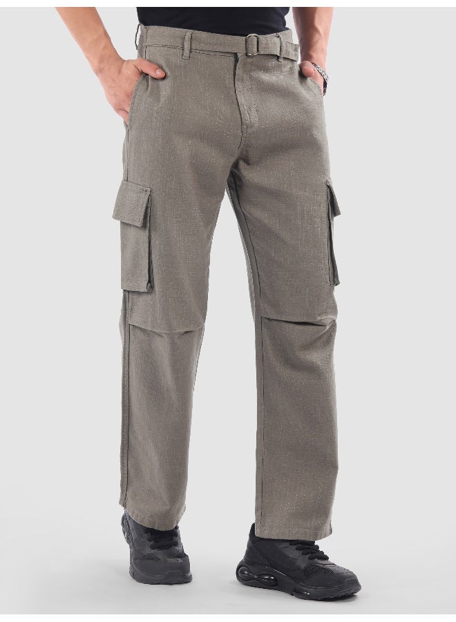 Beyoung Grey Adjustable Waist Cargo Pants  - Image 1