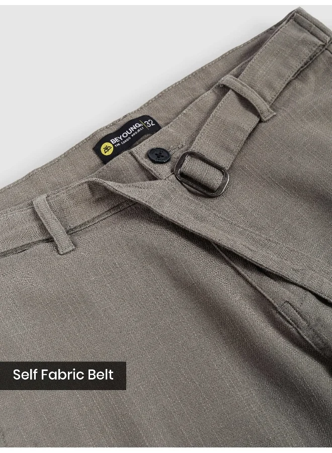 Beyoung Grey Adjustable Waist Cargo Pants