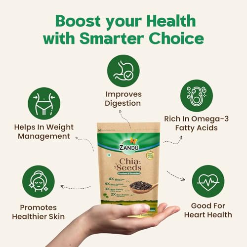 Zandu Chia Seeds and Flax Seeds- 200GM (Pack of 2) I Premium & Raw Seeds I High in Omega-3 Fatty Acids | Packed with Dietary Fiber | Powered with Protein Resealable Pack - Image 4