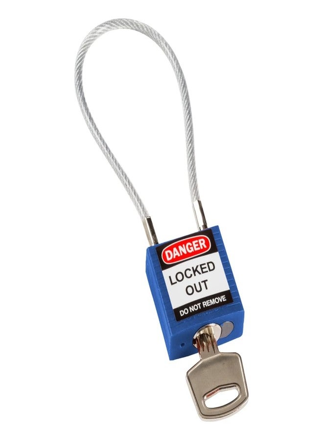 Brady 146122 Compact Cable Padlock, 5-Pin Cylinder, 4.2" Shackle Clearance, 1.31" Height, 1.25" Wide, 0.56" Length, Blue - Image 1