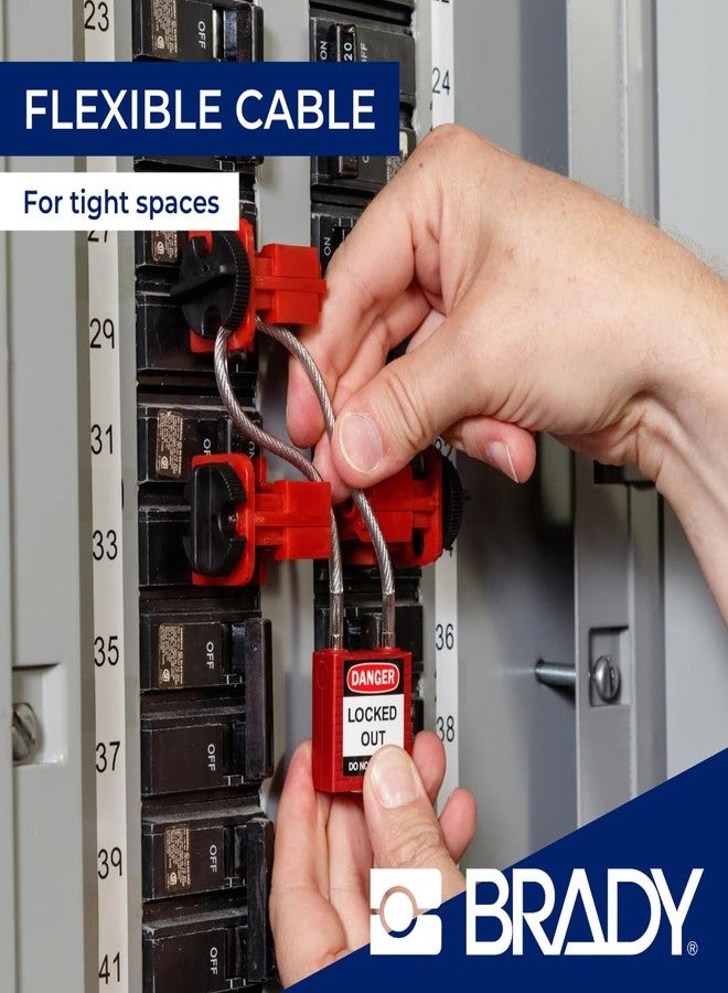 Brady 146122 Compact Cable Padlock, 5-Pin Cylinder, 4.2" Shackle Clearance, 1.31" Height, 1.25" Wide, 0.56" Length, Blue - Image 3