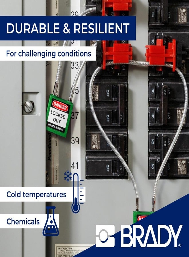 Brady 146122 Compact Cable Padlock, 5-Pin Cylinder, 4.2" Shackle Clearance, 1.31" Height, 1.25" Wide, 0.56" Length, Blue - Image 5