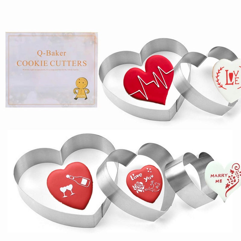 Q-BAKER 5 Pieces Heart Cookie Cutter 3.95", 3.35", 2.75", 2.36",1.37" Valentine’s Day Cookie Cutters for Baking and Decorating Anniversary, Bridal, Engagement and Valentine - Image 1