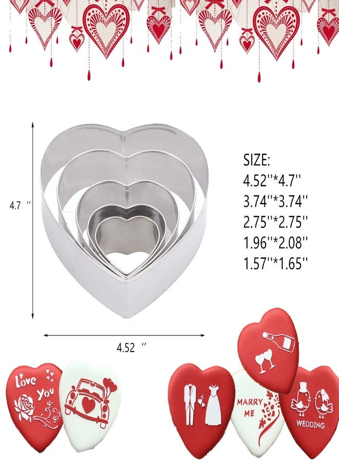 Q-BAKER 5 Pieces Heart Cookie Cutter 3.95", 3.35", 2.75", 2.36",1.37" Valentine’s Day Cookie Cutters for Baking and Decorating Anniversary, Bridal, Engagement and Valentine - Image 3