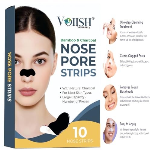 VOIISH Blackhead Nose Pore Strips for Black Head Remover Deep Cleansing Charcoal Painless & Instant Removal of White heads, Pore Cleanser, Dirt & Oil For Men Women (Black,Pack of 10) - Image 4
