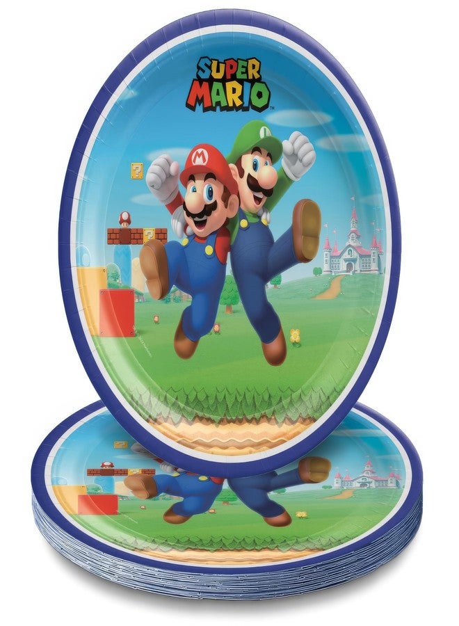 Amscan Multicolor Super Mario Brothers Round Paper Plates (9") Pack of 8 - Vibrant Party Tableware for Birthdays, Celebrations & Events - Image 1