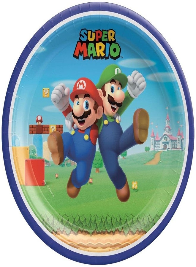Amscan Multicolor Super Mario Brothers Round Paper Plates (9") Pack of 8 - Vibrant Party Tableware for Birthdays, Celebrations & Events - Image 2