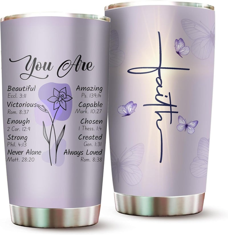 2IMT Christian Gifts for Women Faith  Christian Tumblers for Mothers Day Bible Gift  Christian Tumbler Religious Gifts Spiritual Encouragement Inspirational Gift for Women Stainless Steel Tumbler 20oz - Image 1