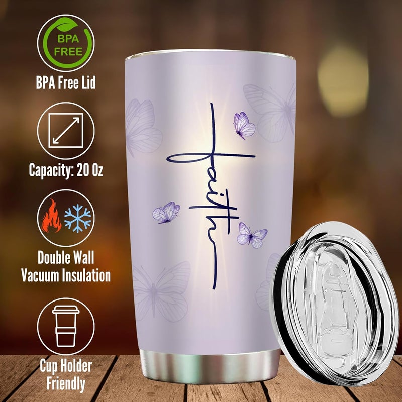 2IMT Christian Gifts for Women Faith  Christian Tumblers for Mothers Day Bible Gift  Christian Tumbler Religious Gifts Spiritual Encouragement Inspirational Gift for Women Stainless Steel Tumbler 20oz - Image 2
