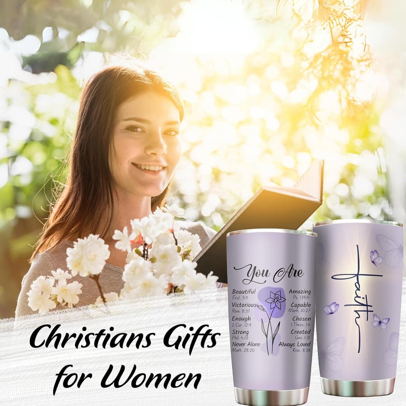 2IMT Christian Gifts for Women Faith  Christian Tumblers for Mothers Day Bible Gift  Christian Tumbler Religious Gifts Spiritual Encouragement Inspirational Gift for Women Stainless Steel Tumbler 20oz - Image 3