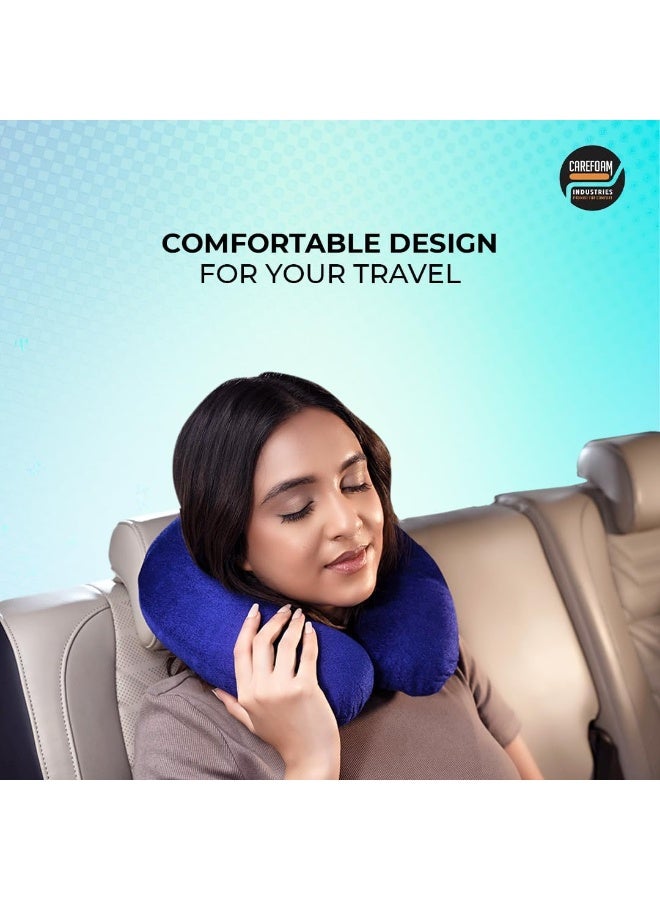 CareFoam Travel Neck Pillow – Lightweight Neck Support for Flight, Car & Train – Premium Velvet Cover, Blue – Comfortable Sleep for Men & Women - Image 4