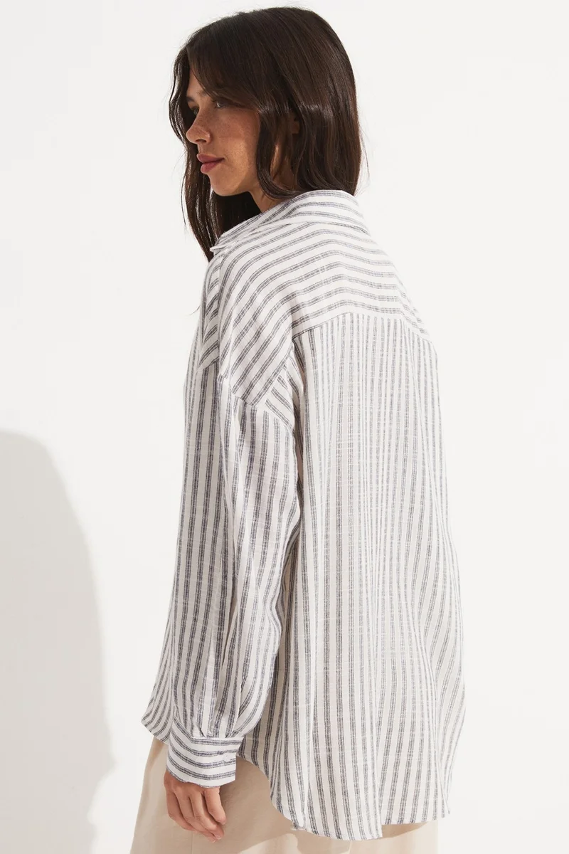 JUNE Women's Viscose Blend Striped Shirt