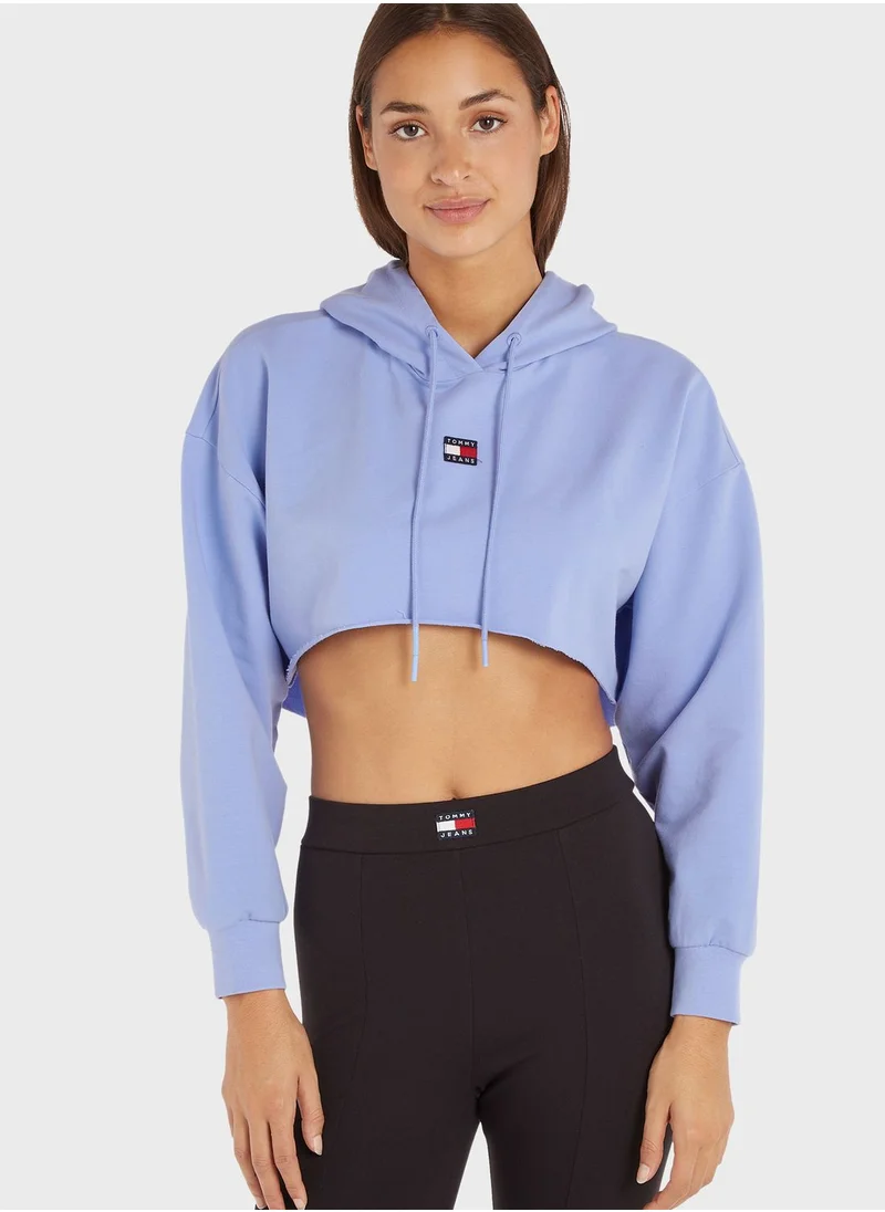 TOMMY JEANS Logo Knitted Crop Hoodie