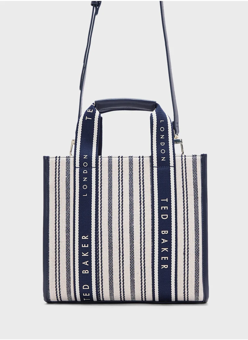تيد بيكر Harllee Striped Canvas Small Webbing Crossbody Bag